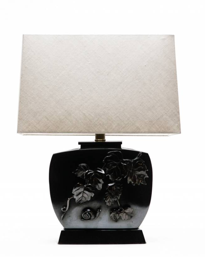 Lawrence & Scott Galen Brass Meditation Table Lamp with Fall Leaves Applique