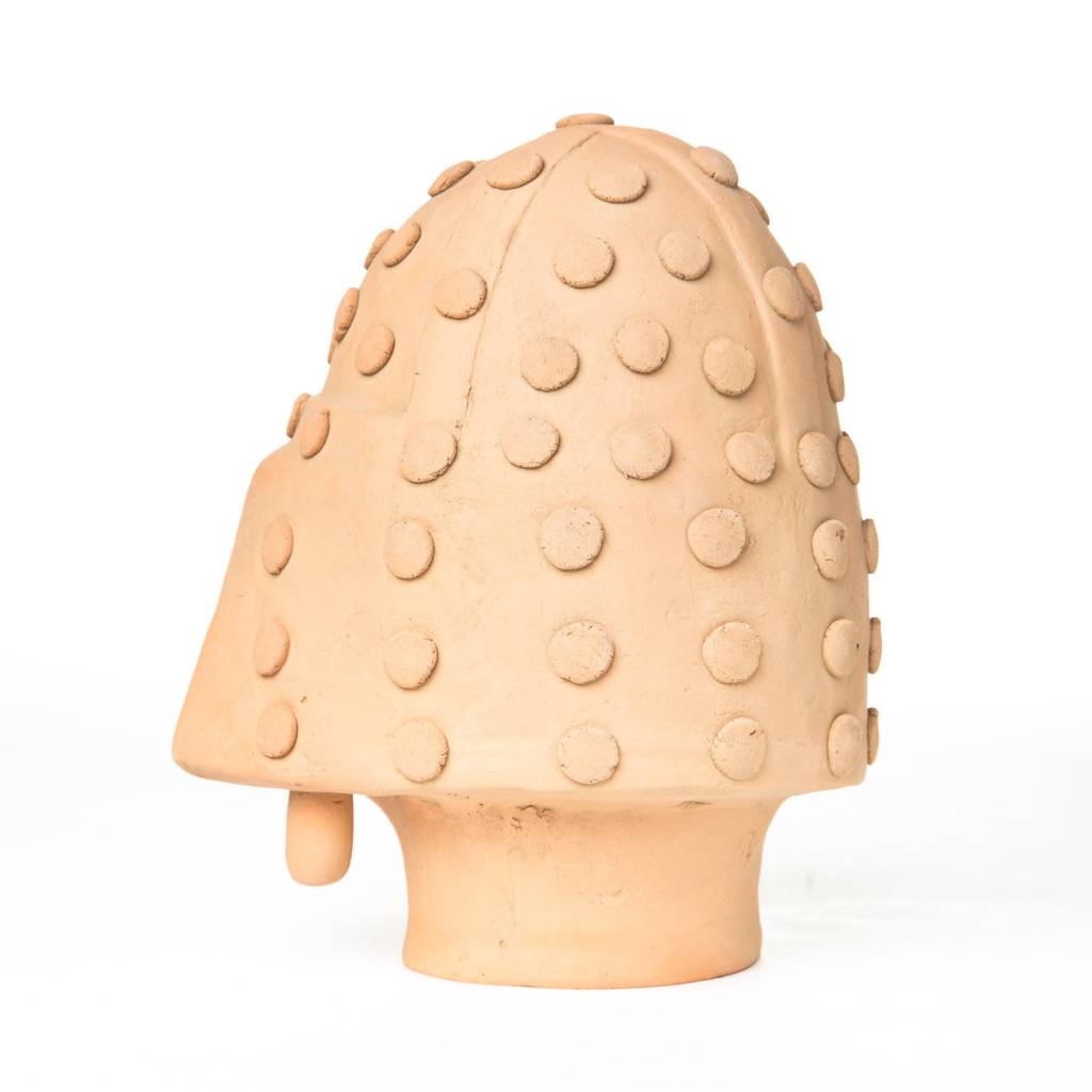 Haniwa Warrior Head in Helmet- Light