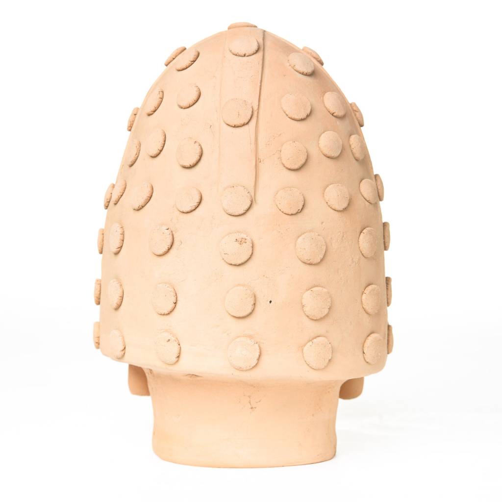 Haniwa Warrior Head in Helmet- Light