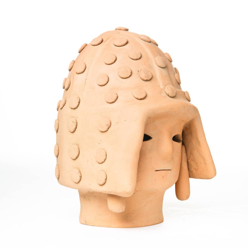 Haniwa Warrior Head in Helmet- Light