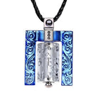 LIULI Crystal Art Crystal Prayer Wheel Pendant Necklace, Eternal Cycle of Compassion (Framed) in Blue