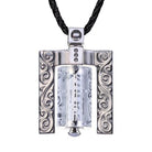 LIULI Crystal Art Crystal Prayer Wheel Pendant Necklace, Eternal Cycle of Compassion (Framed) in Powder White