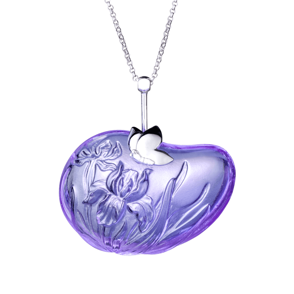 LIULI Crystal Art Crystal and Sterling Silver " Messenger of Freedom" Iris Pendant Necklace in Violet