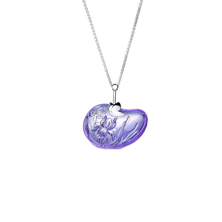 LIULI Crystal Art Crystal and Sterling Silver " Messenger of Freedom" Iris Pendant Necklace in Violet