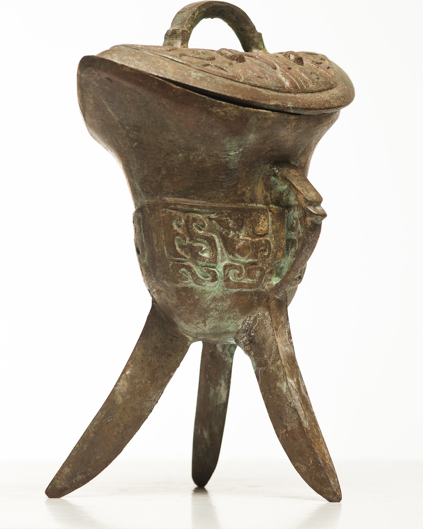 Patinated Wine Vessel with Lid