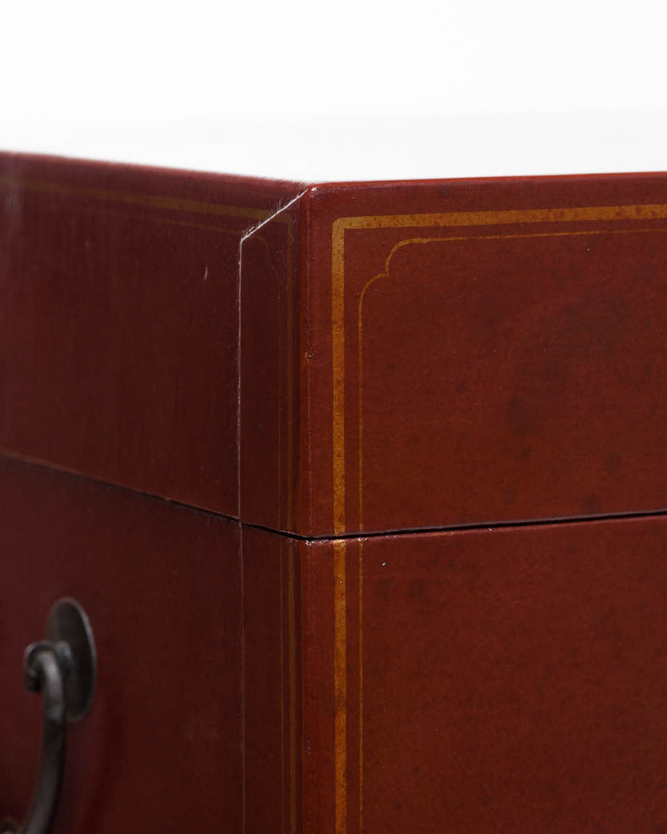 Mahogany Regalia Leather Box With Full Hardware