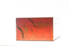 "Three Friends of Winter" Mandarin Red Leather Box on Wood Stand as Side Table