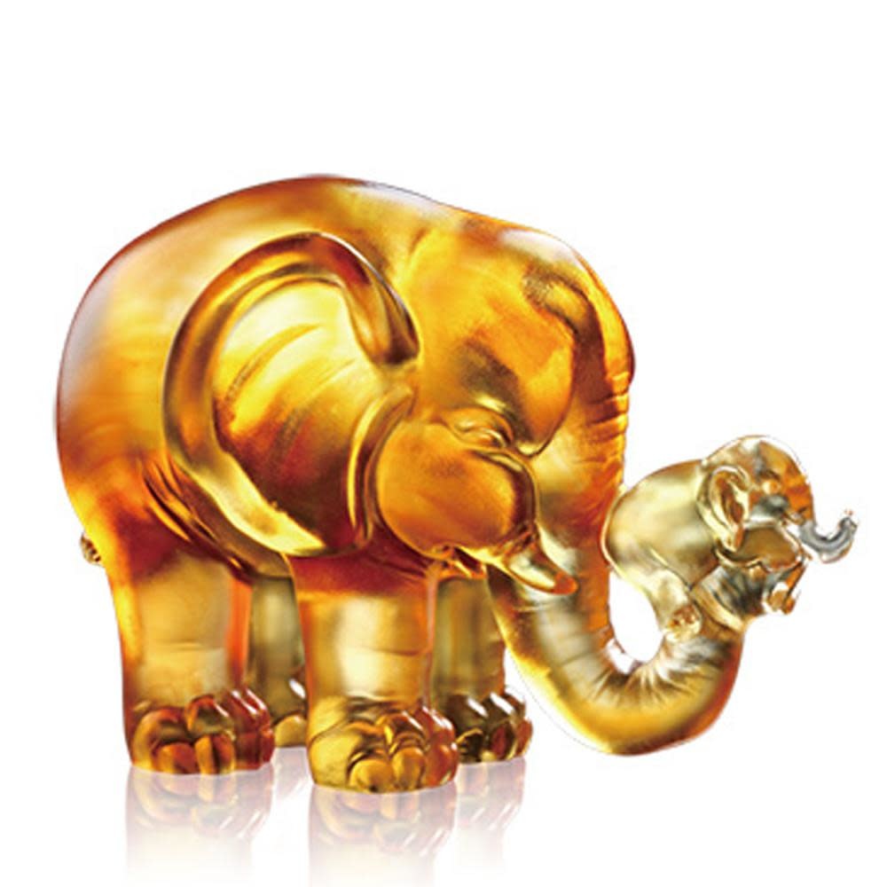 LIULI Crystal Art Crystal Elephant, "A Push Forward the Fortune"