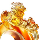 LIULI Crystal Art Crystal Mythical Foo Dog (Limited Edition) in Amber