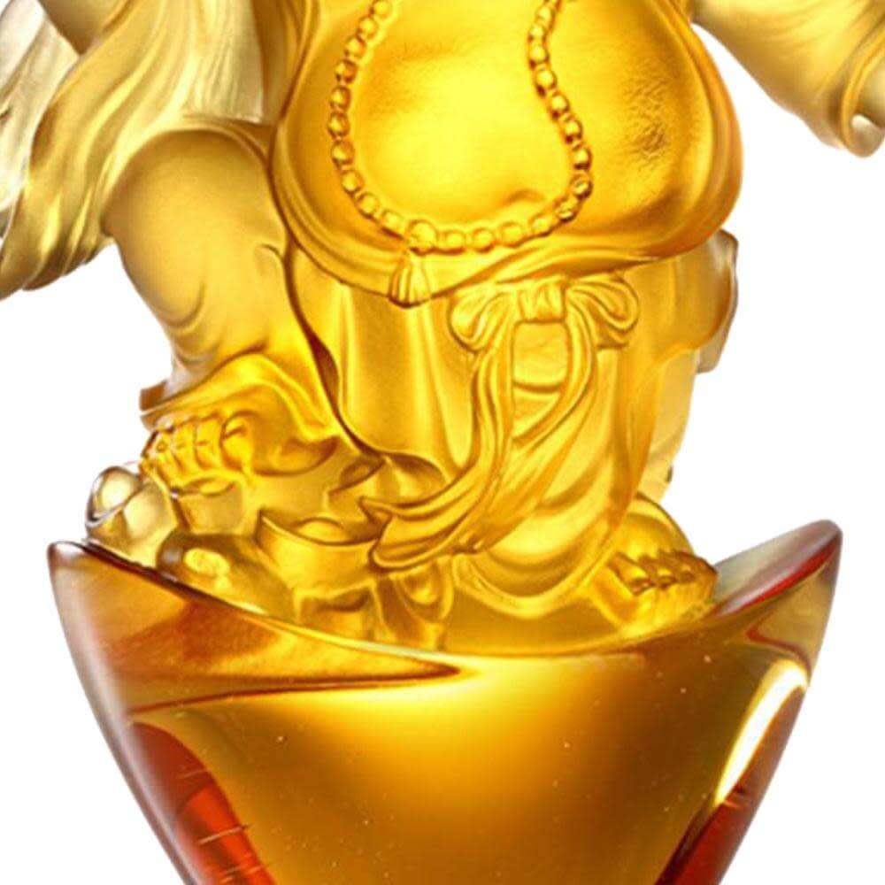 LIULI Crystal Art Crystal Buddha, Happy Belly Buddha, Laughter of the Little Maitreya Buddha