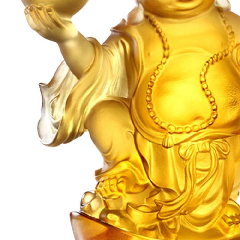 LIULI Crystal Art Crystal Buddha, Happy Belly Buddha, Laughter of the Little Maitreya Buddha