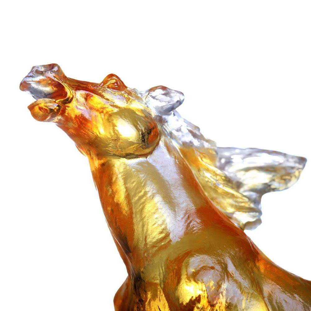 LIULI Crystal Art Crystal Horse Sculpture (Limited Edition) in Amber