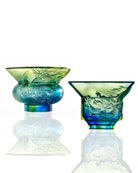 LIULI Crystal Art Crystal Sake Glass (Limited Edition), Set of 2, Blue/Green