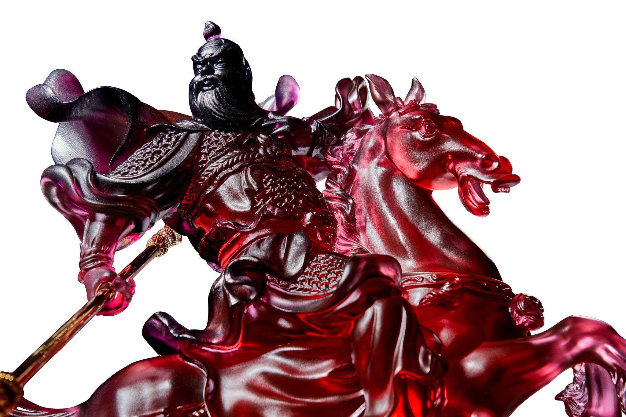 LIULI Crystal Art Crystal Statue of General Guan Gong with 24K Gold-Plated Sword (Limited Edition)