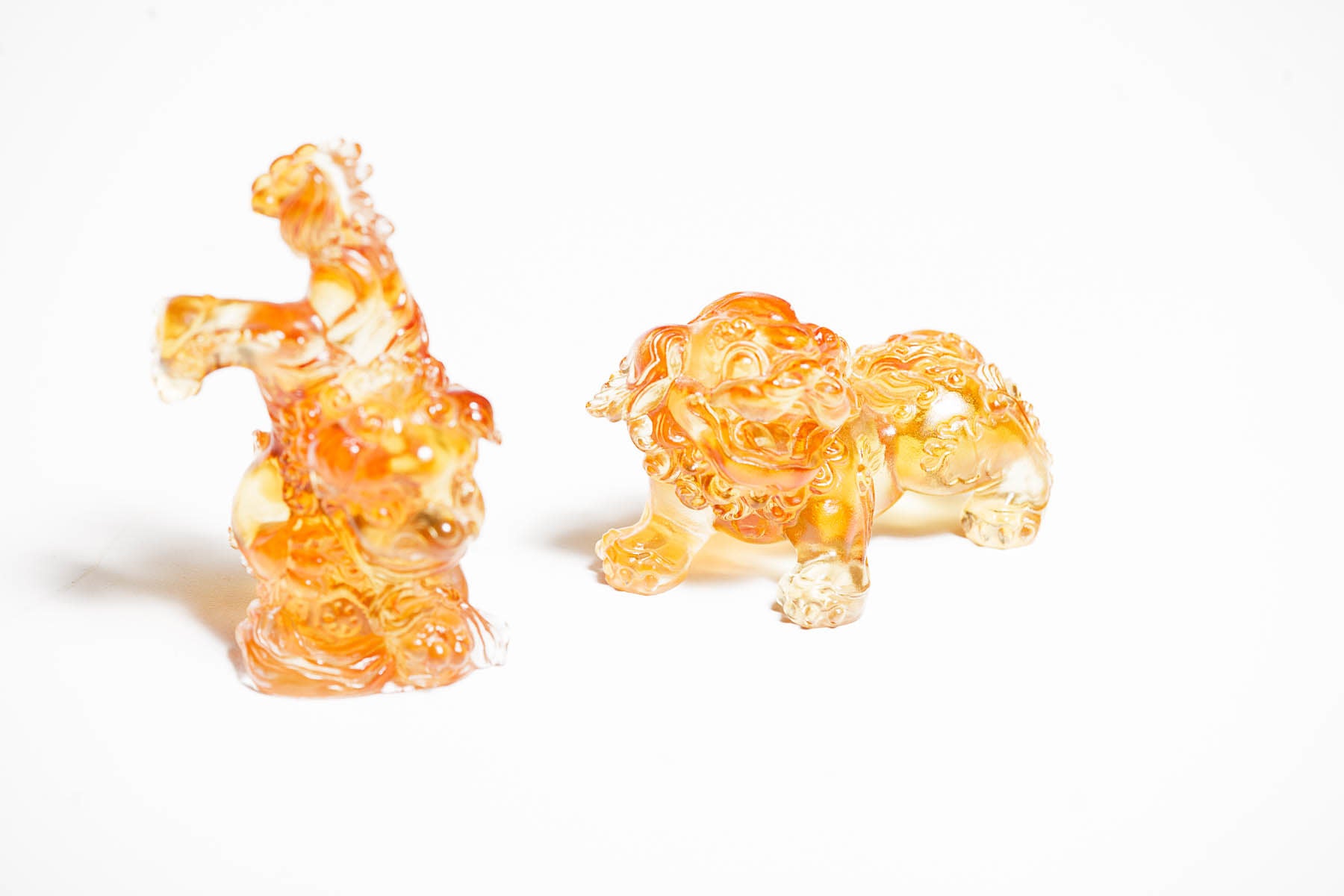 LIULI Crystal Art Crystal Foo Dogs "Happy Dogs Bring Everlasting Wealth" Crystal Sculpture