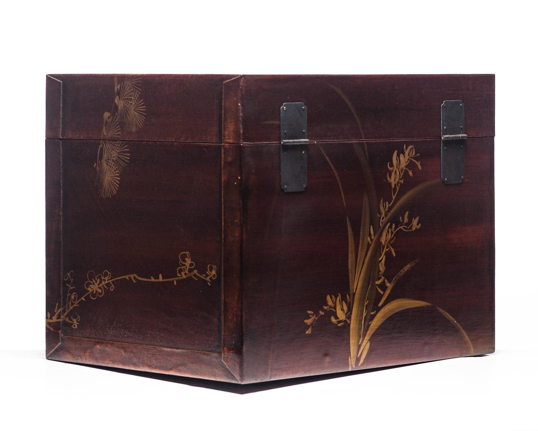 Mahogany Meridian Leather Box (18.5") with Solid Brass Stand