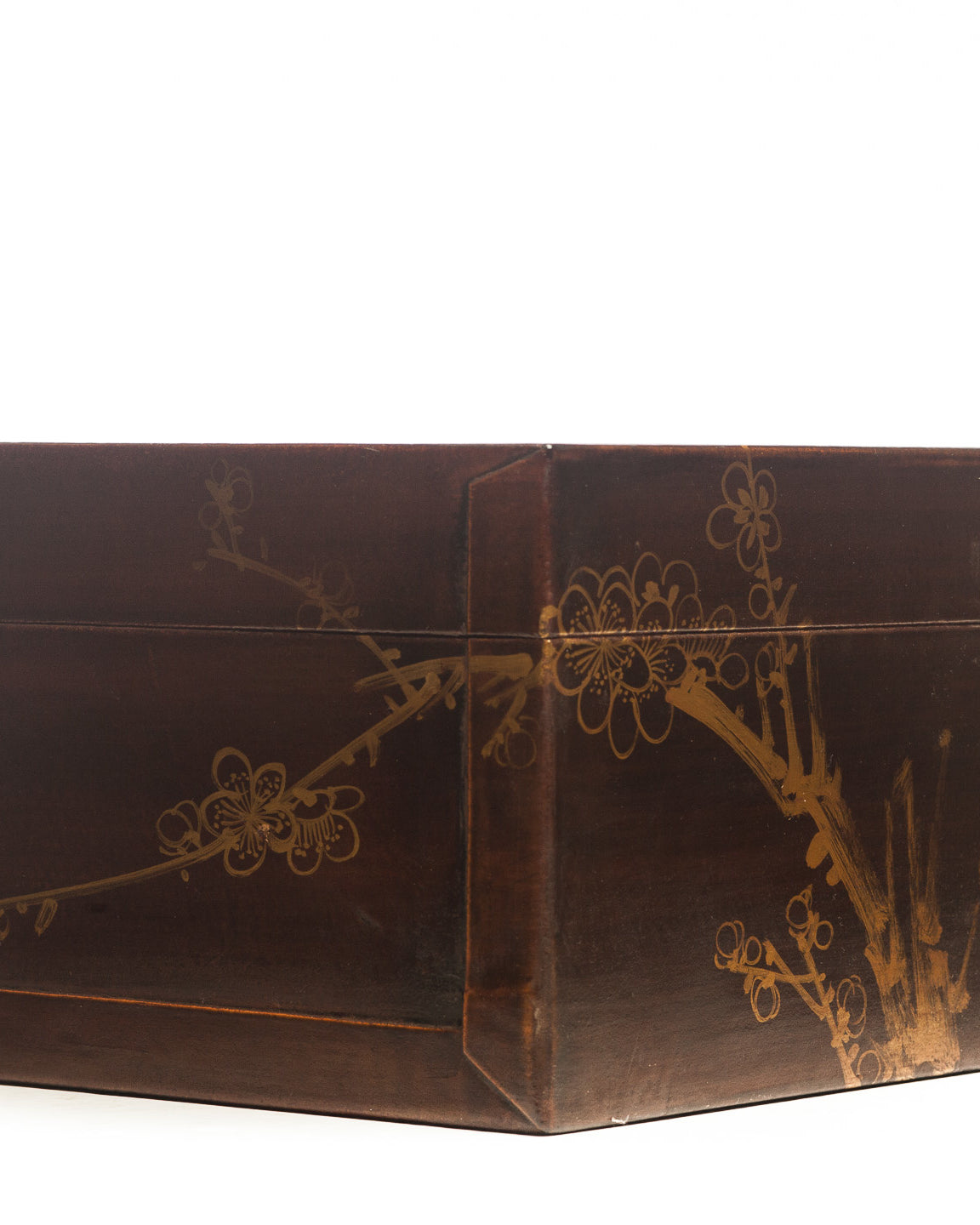 Mahogany Meridian Leather Box ( 16.5") with hand-painted winter motif