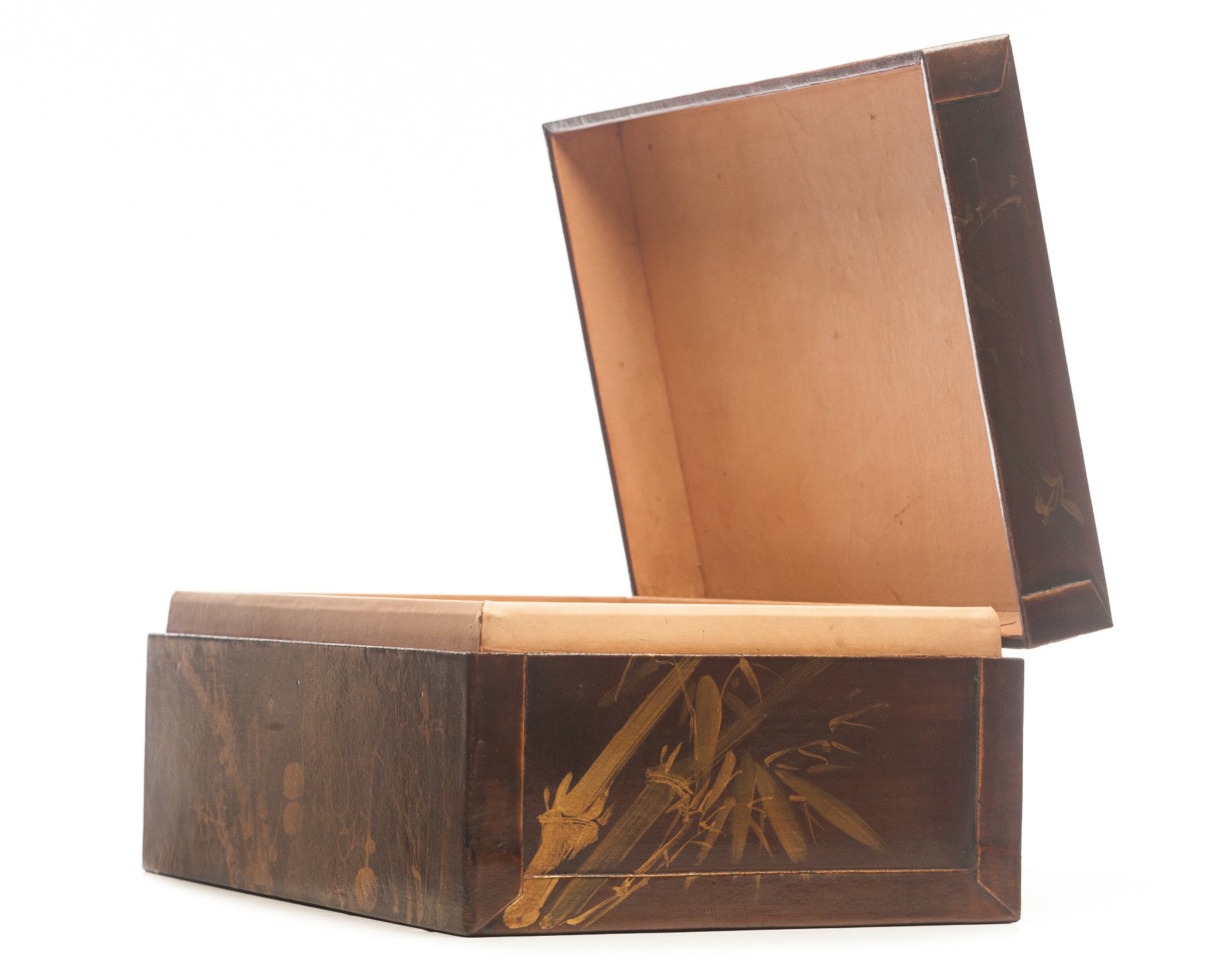 Mahogany Meridian Leather Box ( 16.5") with hand-painted winter motif