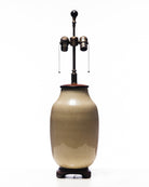Legacy Lagom Lantern Lamp in Cream Crackle with Rosewood Base (NYC Sample)