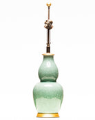 Scarlett Porcelain Table Lamp in Aquamarine Crackle with Gilded Gold Base