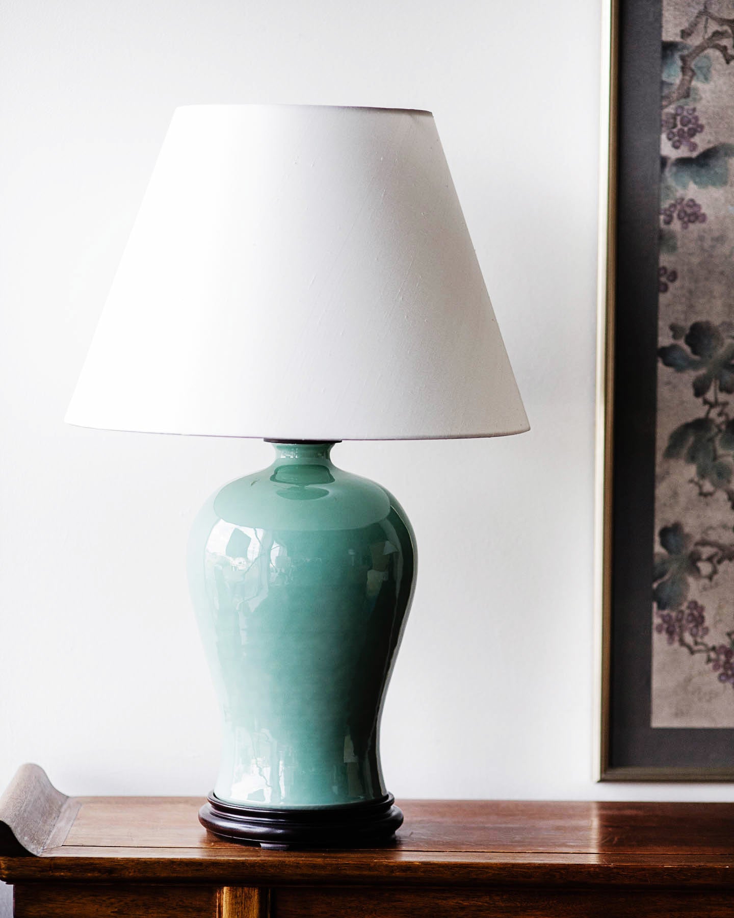Legacy Dashiell Table Lamp in Aquamarine with rosewood stand