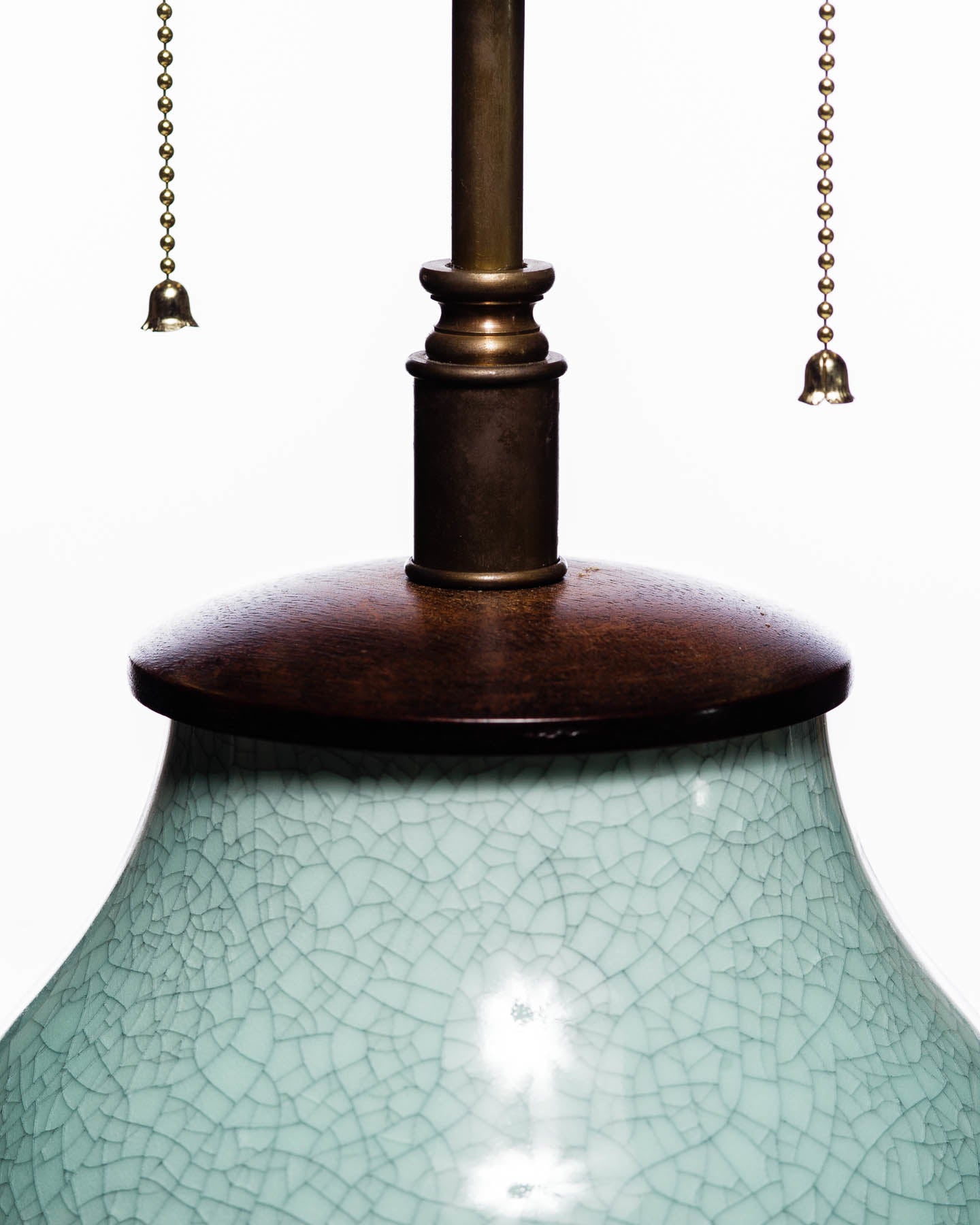 Lawrence & Scott Legacy Lagom Lantern Lamp in Aquamarine Crackle with Rosewood Base