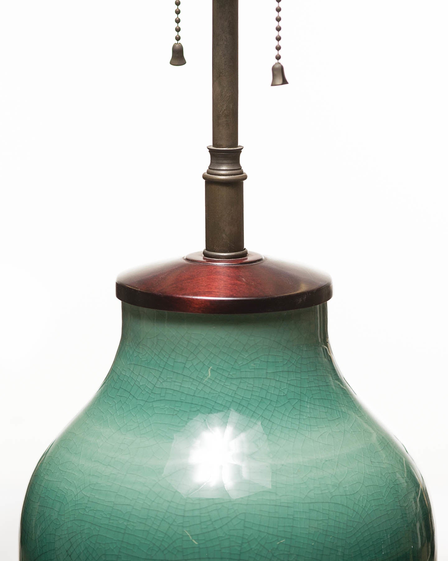 Legacy Lagom Porcelain Lamp in Green Crackle with Rosewood Base