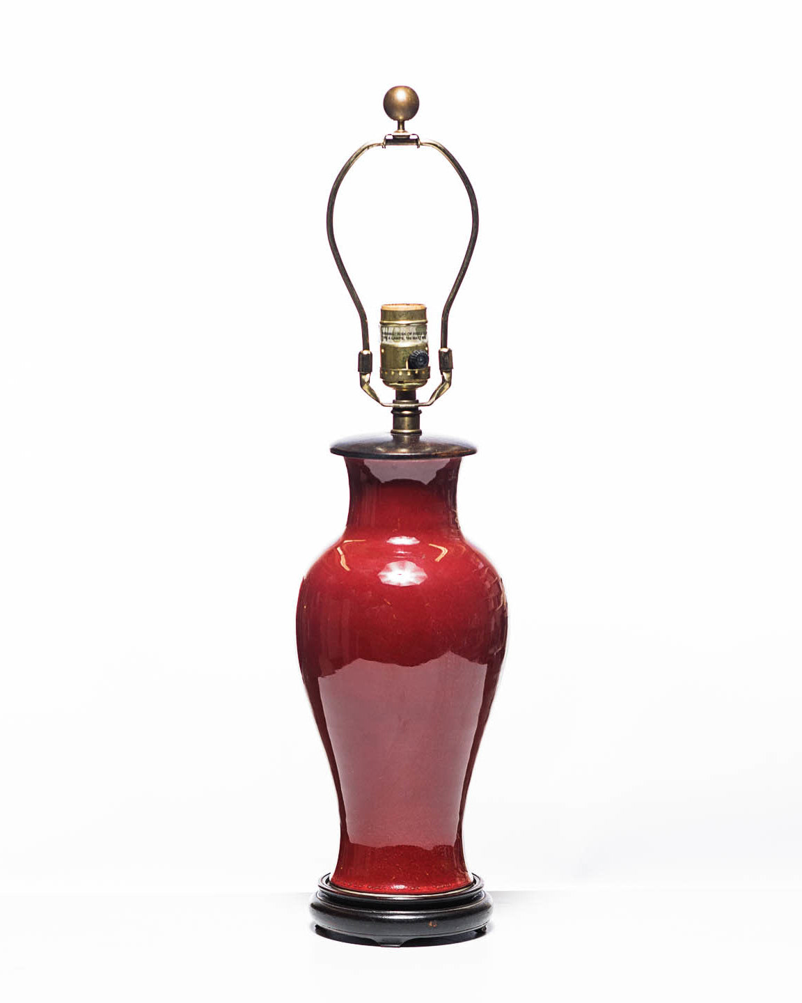 Lawrence & Scott Legacy Gabrielle Porcelain Lamp in Pinot Red with Rosewood Base