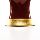 Legacy Gabrielle Baluster Porcelain Lamp in Oxblood with Gilded Gold Base