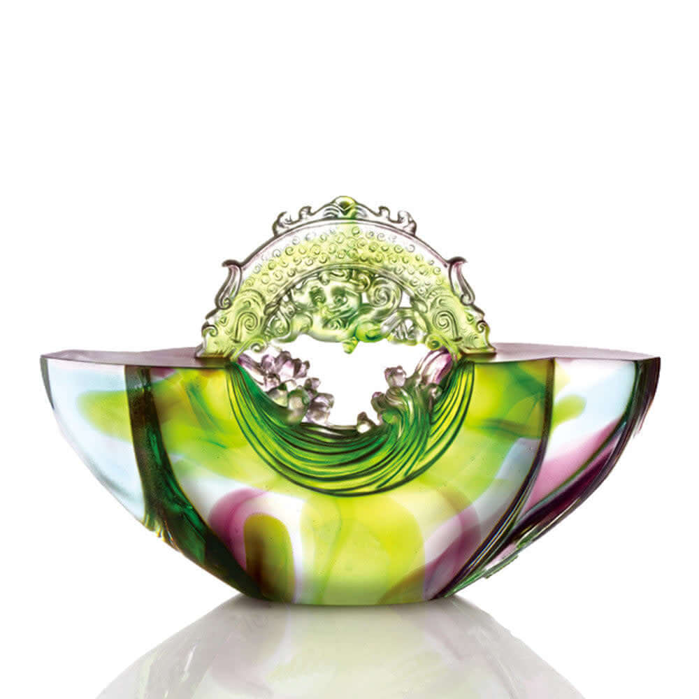 LIULI Crystal Art Crystal Chinese Ingot, Gold Nugget, "Ubiquitous Brilliance of the Dragon"