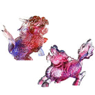 LIULI Crystal Art Crystal Qilin Feng Shui Guardians, Set of 2, Gold Red & Blue Clear (Limited Edition)