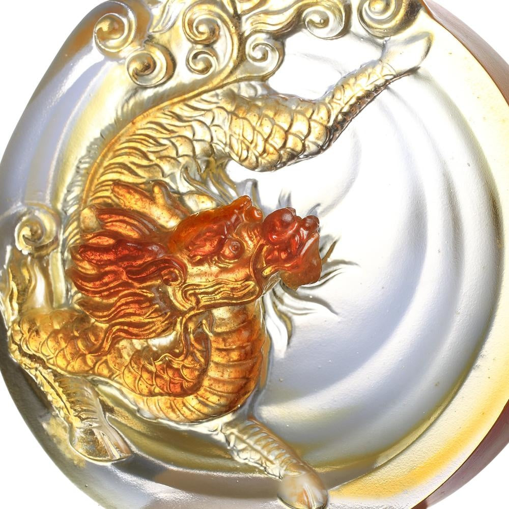LIULI Crystal Art Crystal Mythical Qilin, Sun Dance, Amber