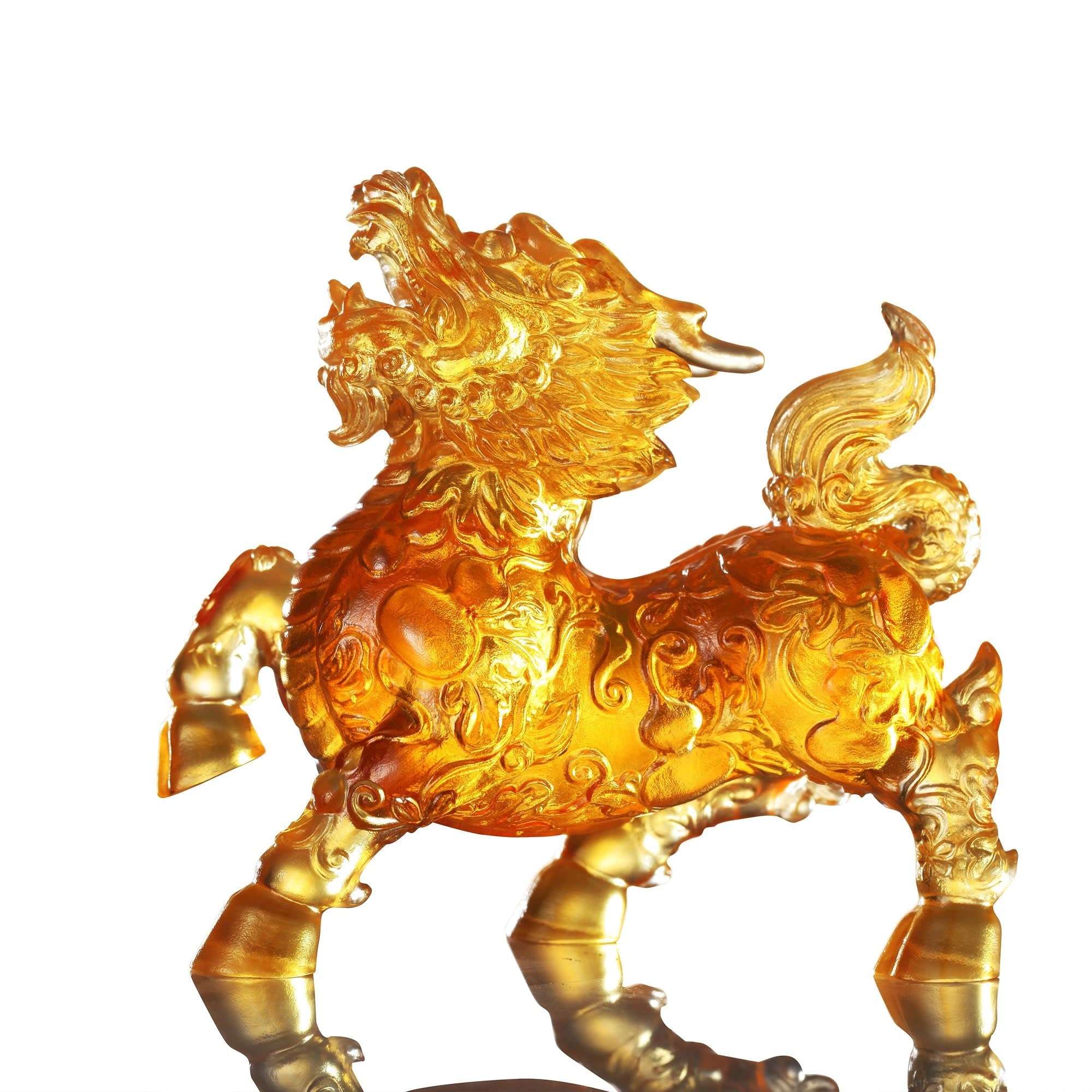 LIULI Crystal Art Crystal Qilin, "Benevolent Fortune"