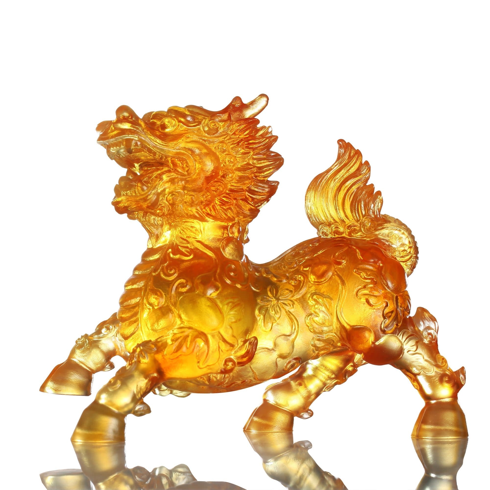 LIULI Crystal Art Crystal Qilin, "Benevolent Fortune"