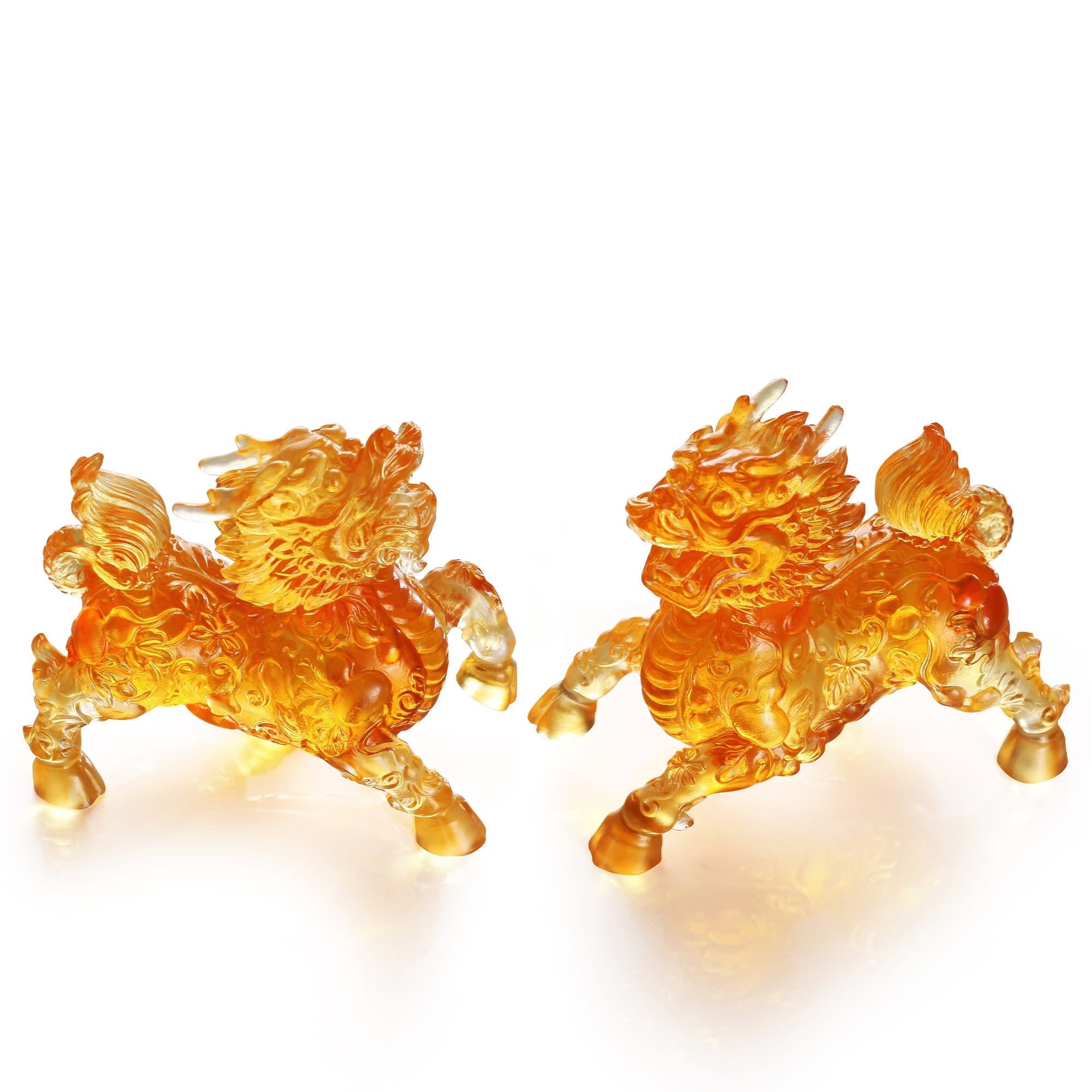 LIULI Crystal Art Crystal Qilin, "Benevolent Fortune"