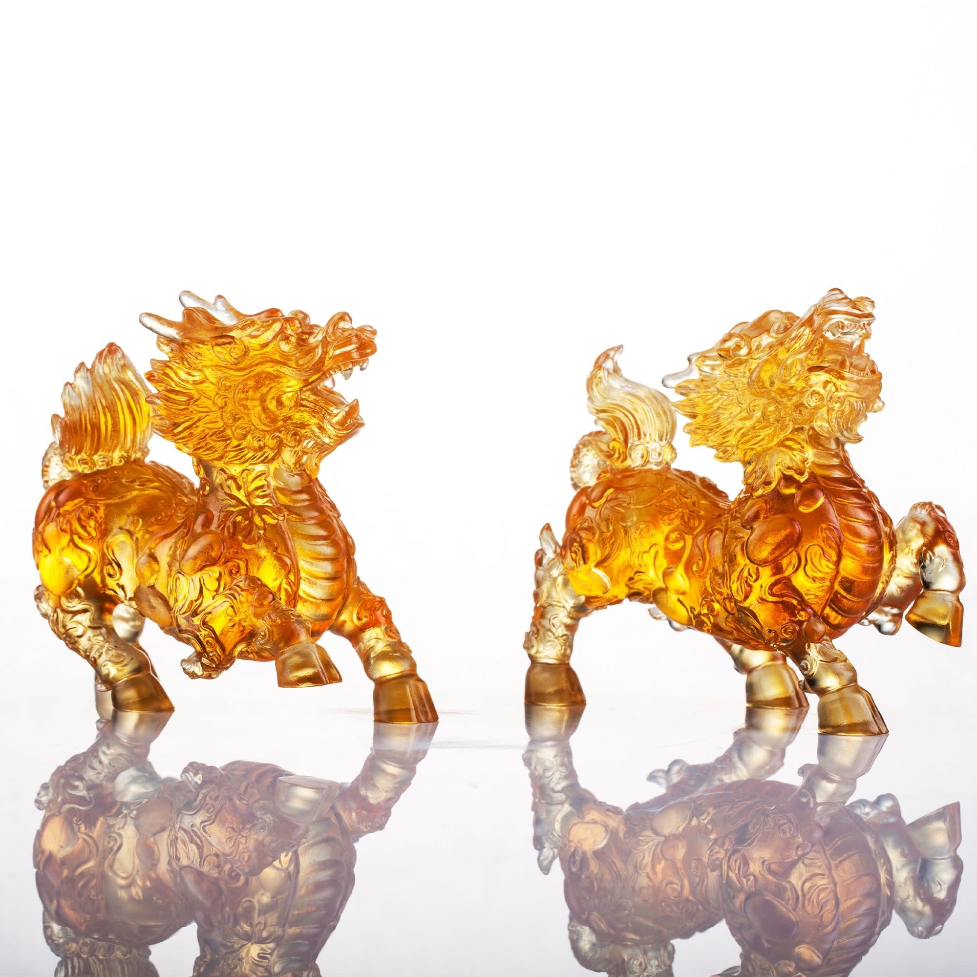 LIULI Crystal Art Crystal Qilin, "Benevolent Fortune"