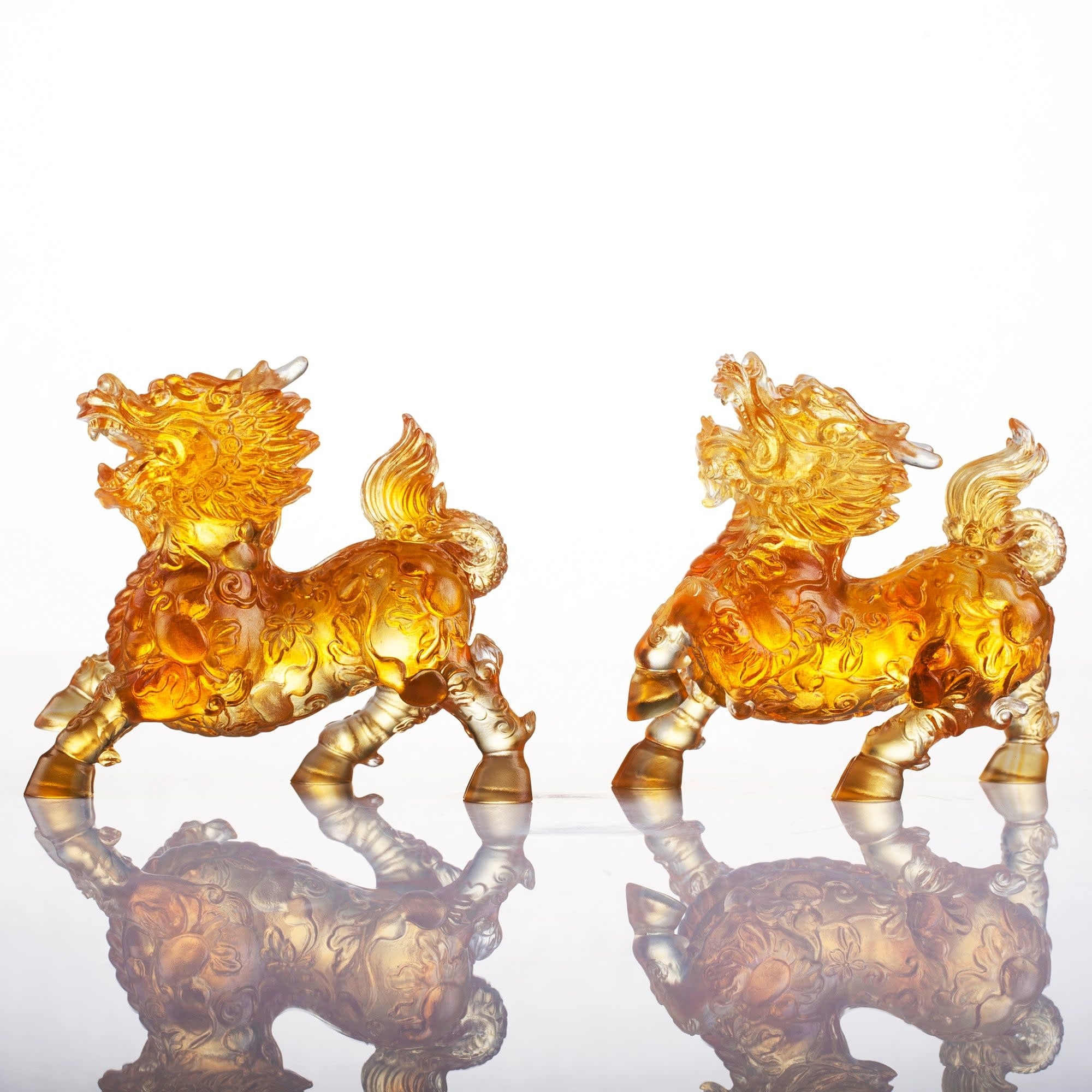 LIULI Crystal Art Crystal Qilin, "Benevolent Fortune"