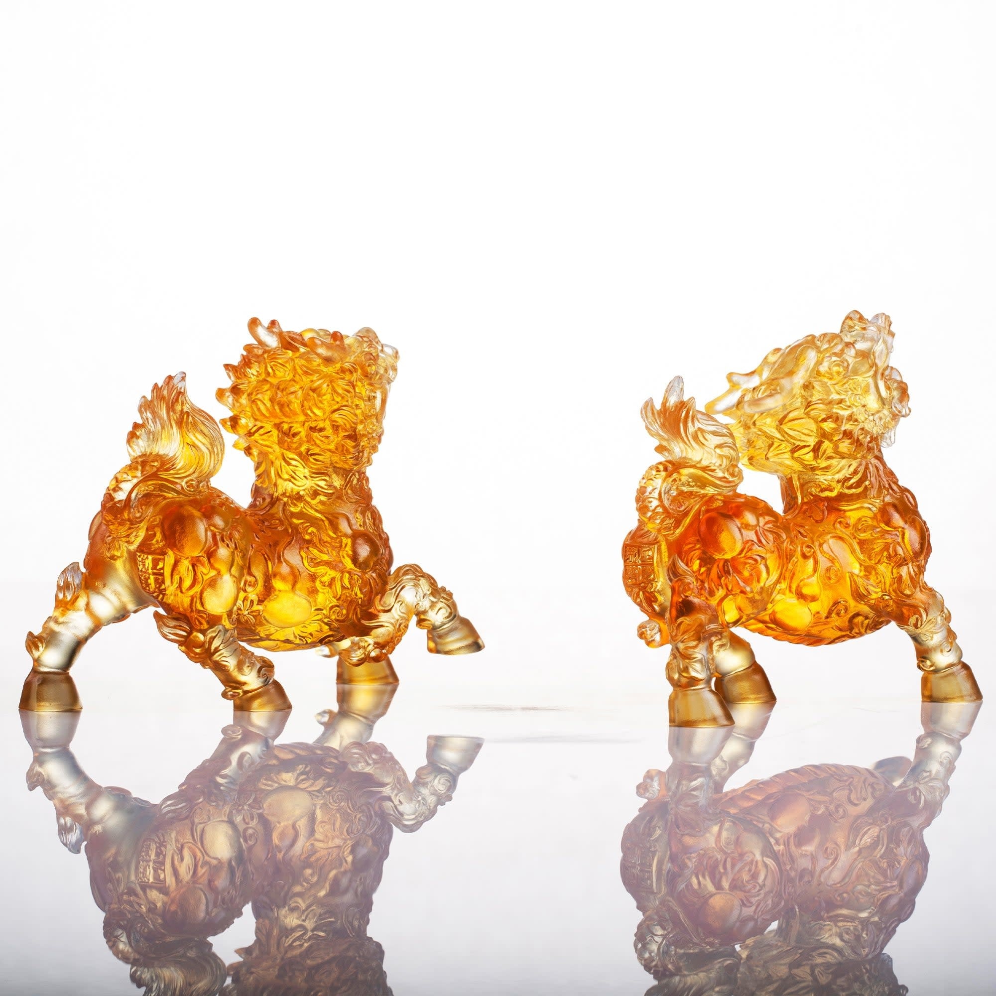 LIULI Crystal Art Crystal Qilin, "Benevolent Fortune"