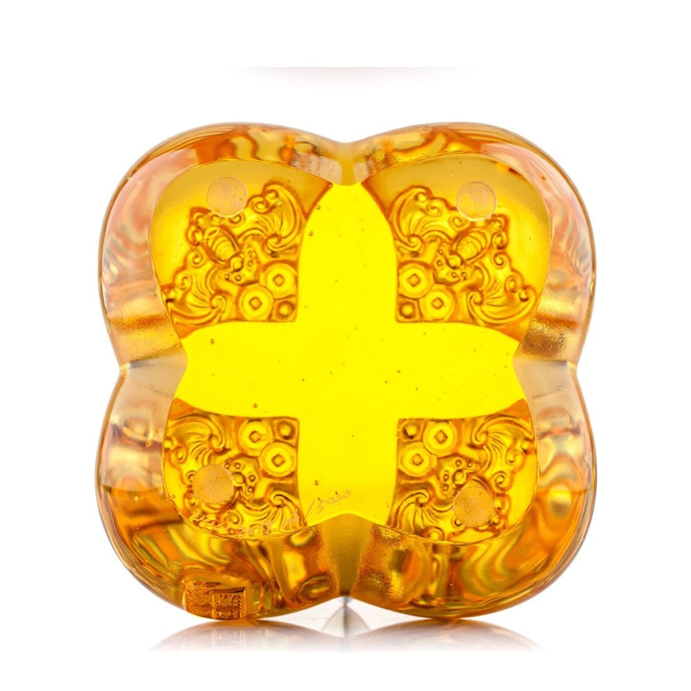 LIULI Crystal Art Crystal Persimmon Kitchen Decor Paperweight "Fortune Four Ways"