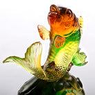 LIULI Crystal Art Crystal Fish, Koi Fish, "Somersault To The Top"