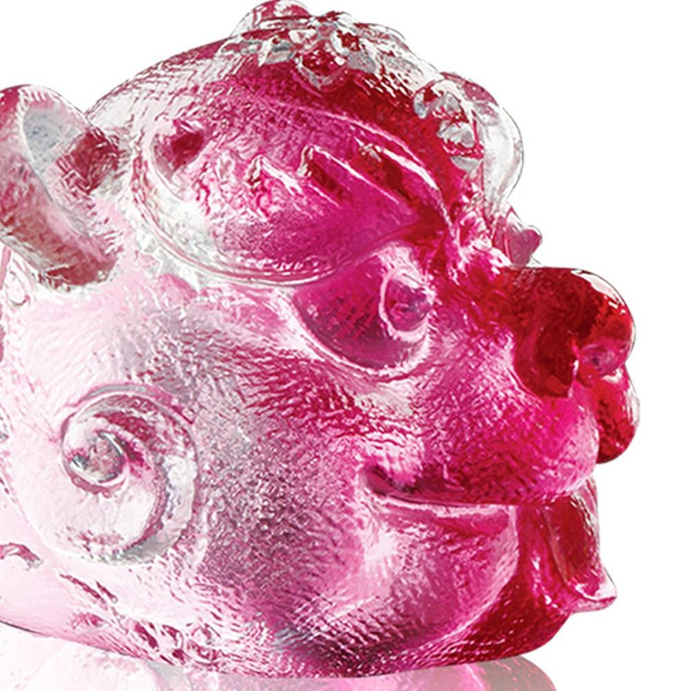 LIULI Crystal Art Crystal Mythical Qilin, Becoming King, Gold Red/Purple Clear (Limited Edition)
