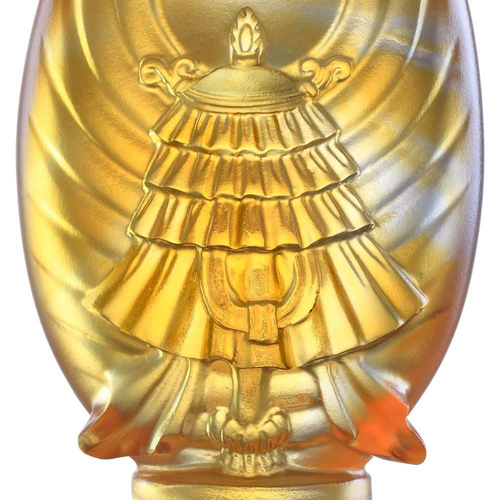 LIULI Crystal Art Crystal Feng Shui Victory Banner-Auspices Far and Wide, Eight Auspicious Offerings, Light Amber (Limited Edition)