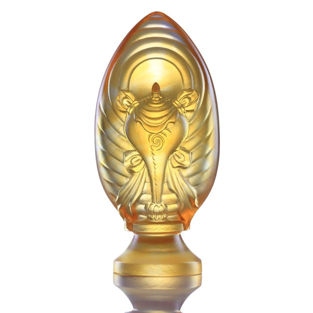 LIULI Crystal Art Crystal Feng Shui White Conch-Auspicious Sound, Eight Auspicious Offerings, Light Amber (Limited Edition)