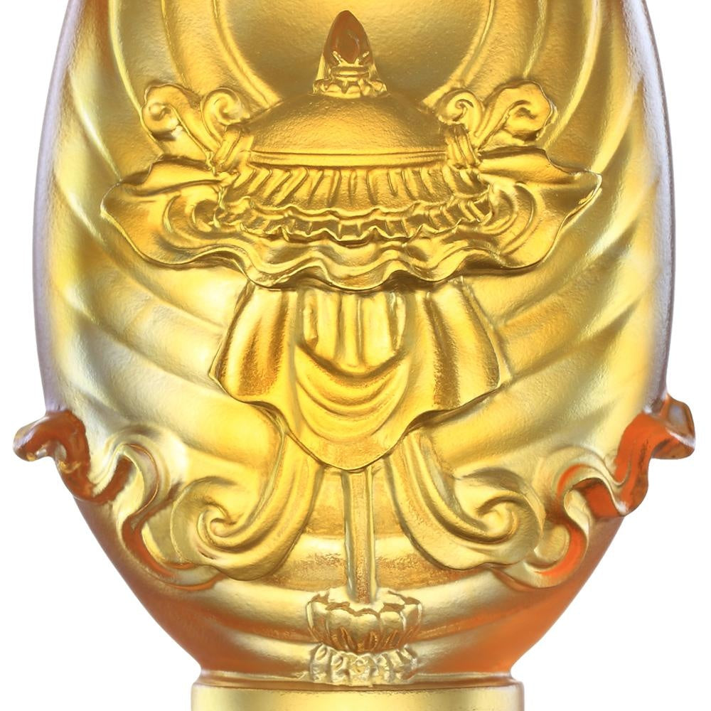 LIULI Crystal Art Crystal Feng Shui Precious Umbrella-Auspicious Peace, Eight Auspicious Offerings, Light Amber (Limited Edition)
