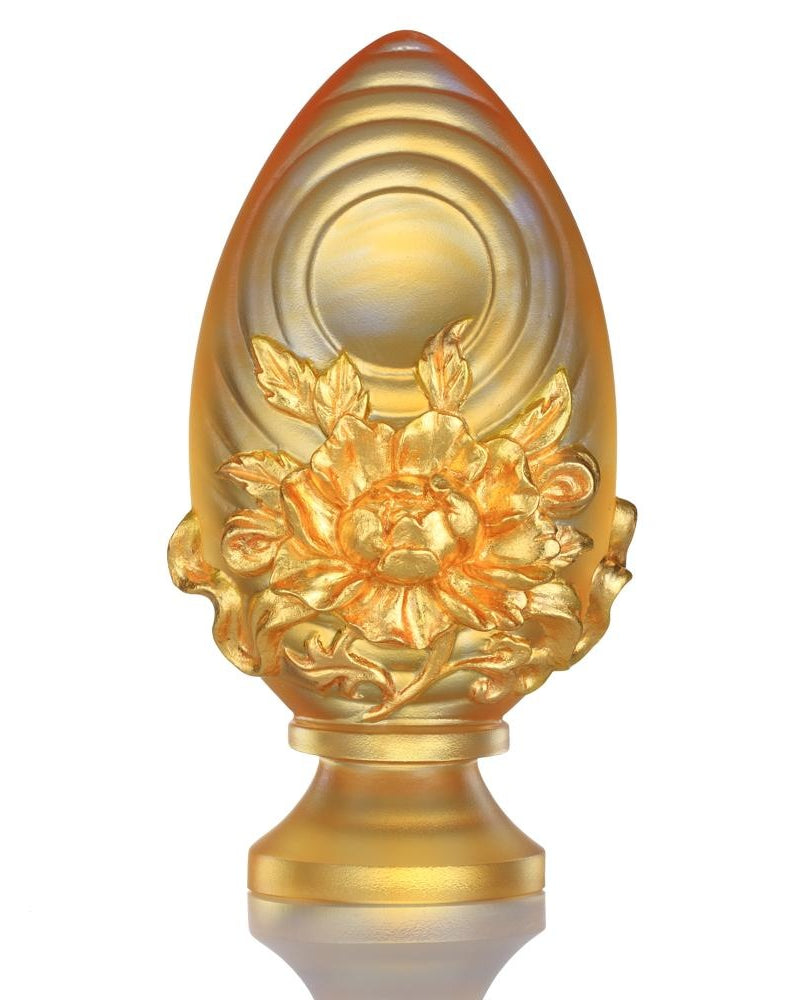 LIULI Crystal Art Crystal Feng Shui Lotus Flower-Auspicious Joyous Heart, Eight Auspicious Offerings, 24K Gold Gilded (Limited Edition)