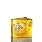 LIULI Crystal Art Crystal Goldfish "Swim Toward Freedom" in Amber/Spring Green