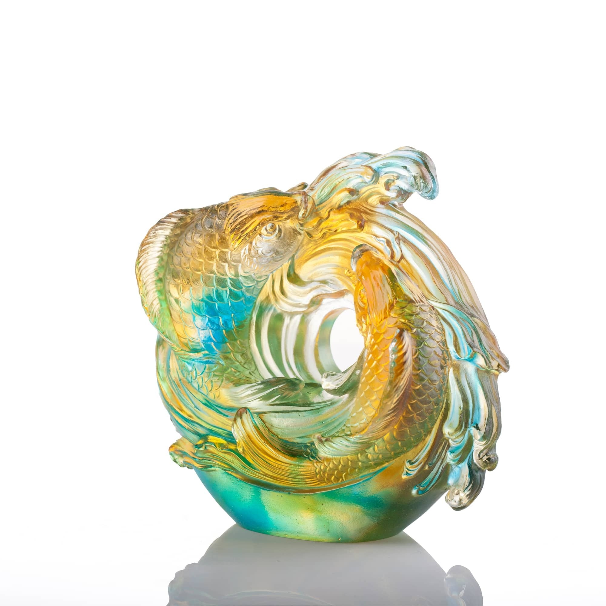 LIULI Crystal Art Crystal Koi Fish Sculpture, "Incomparable"