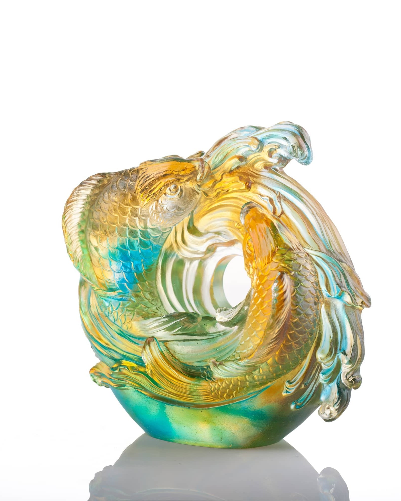 LIULI Crystal Art Crystal Koi Fish Sculpture, "Incomparable"