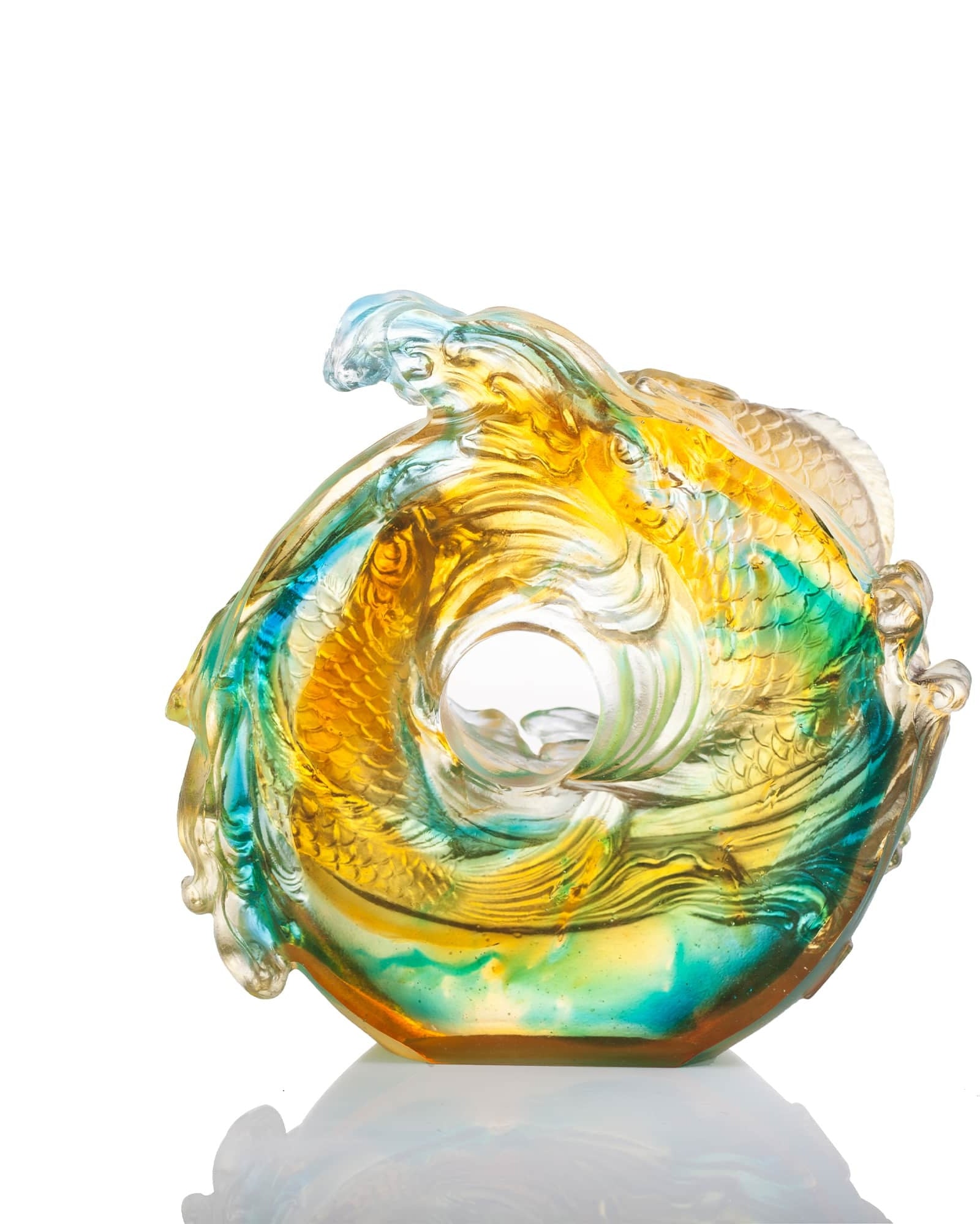 LIULI Crystal Art Crystal Koi Fish Sculpture, "Incomparable"