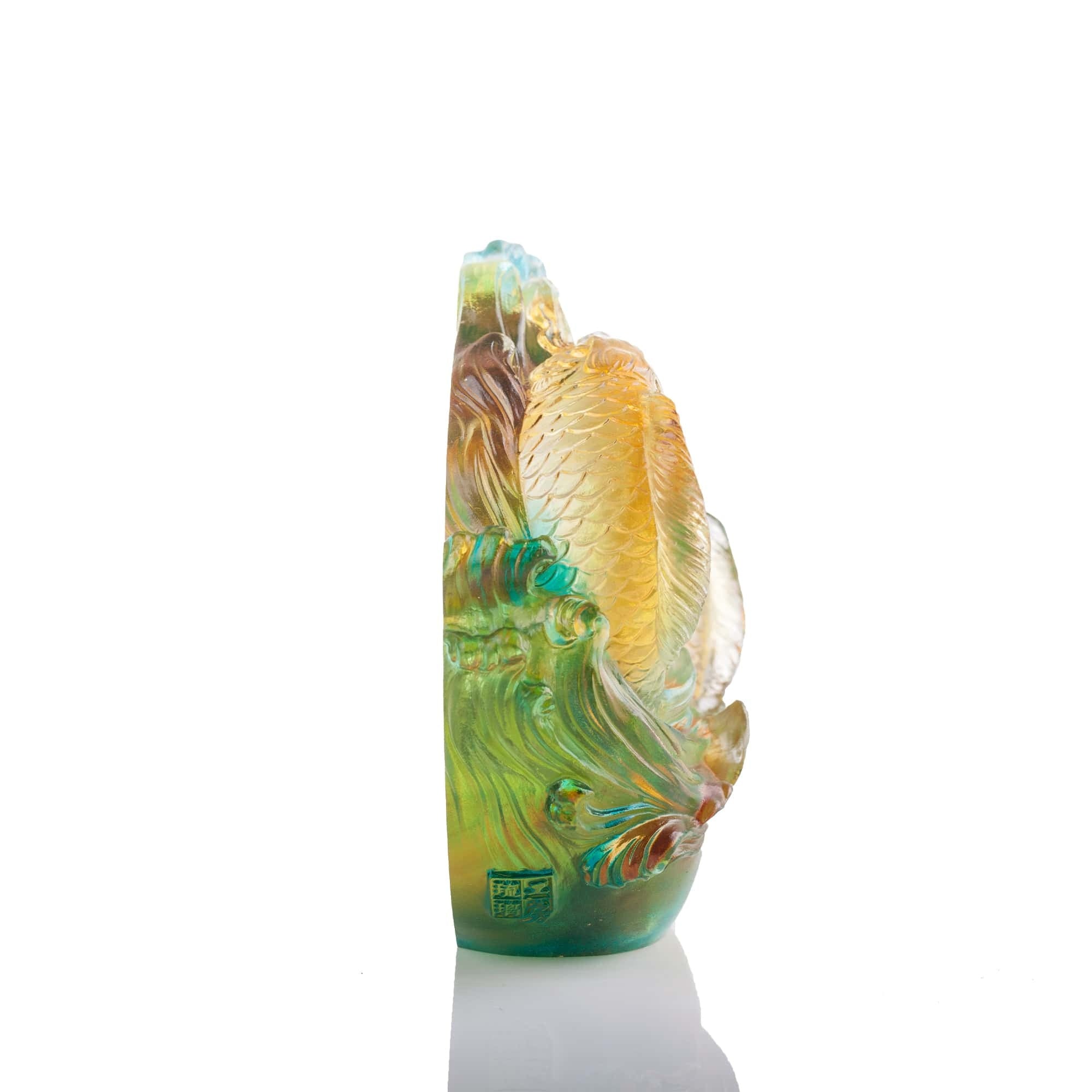 LIULI Crystal Art Crystal Koi Fish Sculpture, "Incomparable"